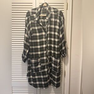 Torrid Gray and Black Plaid Flannel Shirt Dress